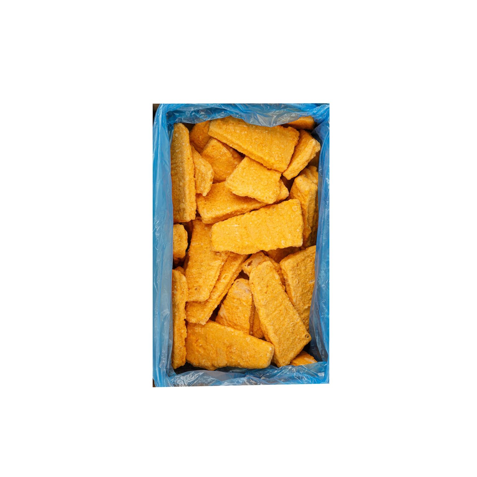 Треугольники лососевые (из горбуши) в кляре полуфабрикат замороженный Экспродов 5 кг, этикетка, купить оптом и в розницу с доставкой по москве и московской области, недорого, низкая цена